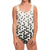 Black And White Geometric Pattern Print One Piece Swimsuit