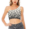 Black And White Geometric Pattern Print One Shoulder Crop Top