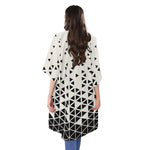 Black And White Geometric Pattern Print Open Front Beach Cover Up