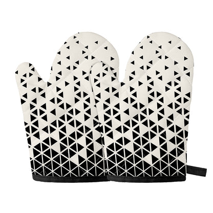 Black And White Geometric Pattern Print Oven Mitts