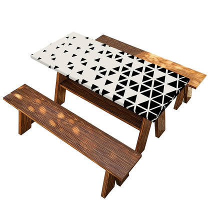 Black And White Geometric Pattern Print Picnic Table Cover