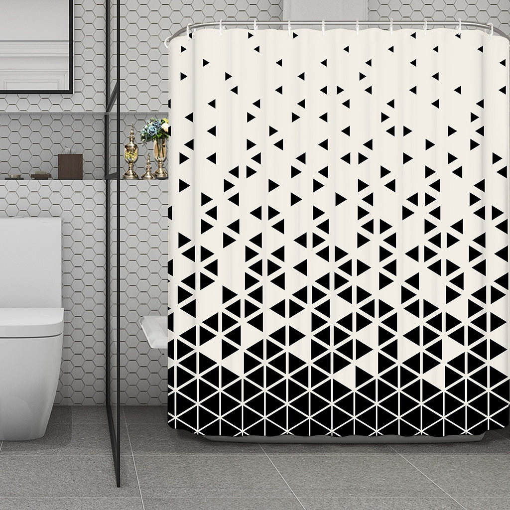 Black And White Geometric Pattern Print Polyester Shower Curtain