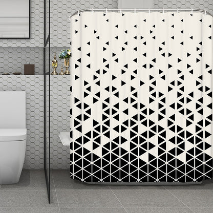 Black And White Geometric Pattern Print Polyester Shower Curtain