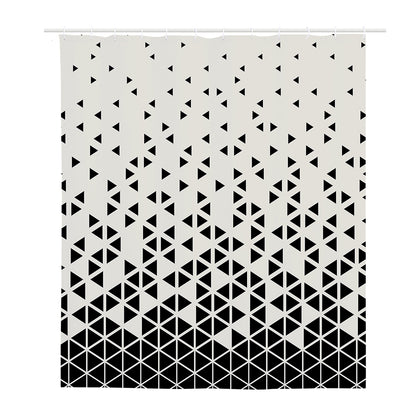 Black And White Geometric Pattern Print Polyester Shower Curtain