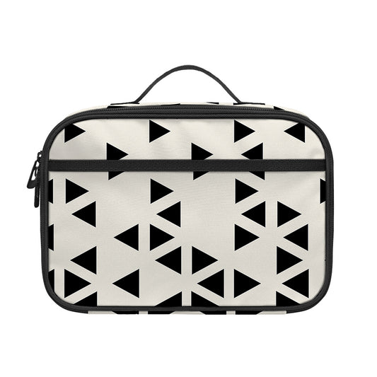 Black And White Geometric Pattern Print Portable Lunch Bag