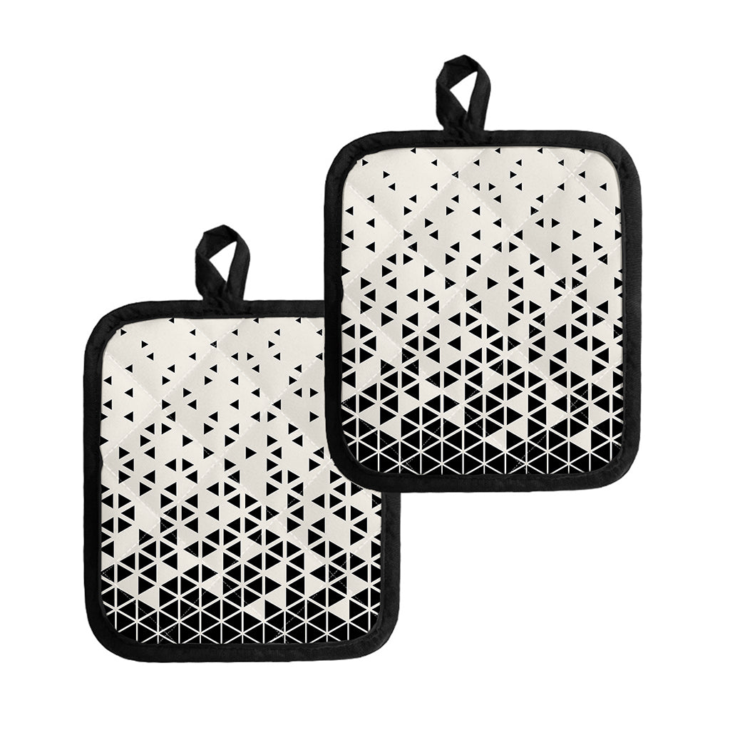 Black And White Geometric Pattern Print Pot Holders