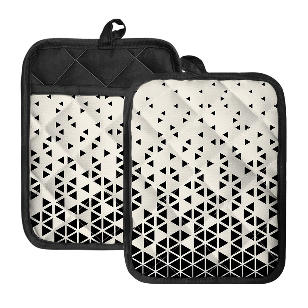 Black And White Geometric Pattern Print Pot Holders With Pocket