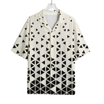 Black And White Geometric Pattern Print Rayon Hawaiian Shirt