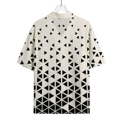 Black And White Geometric Pattern Print Rayon Hawaiian Shirt