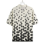 Black And White Geometric Pattern Print Rayon Hawaiian Shirt