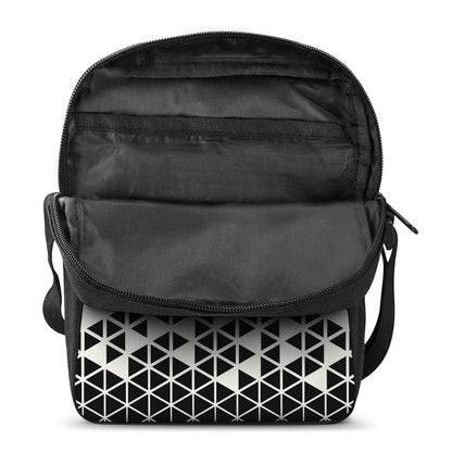Black And White Geometric Pattern Print Rectangular Crossbody Bag