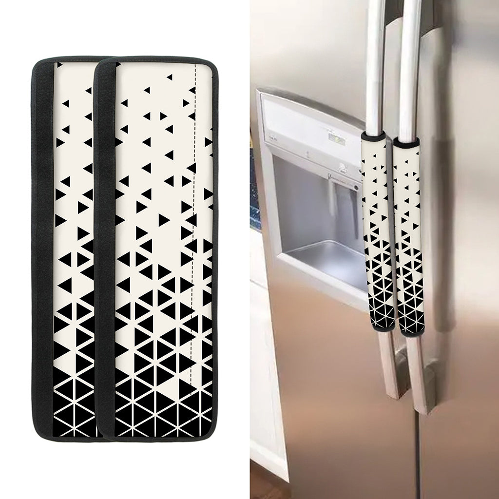 Black And White Geometric Pattern Print Refrigerator Handle Covers