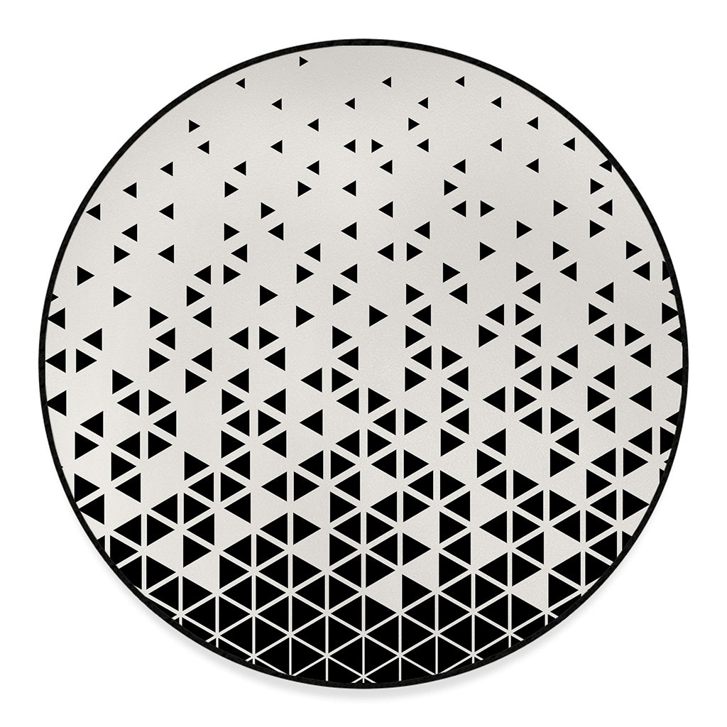 Black And White Geometric Pattern Print Round Floor Mat