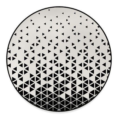 Black And White Geometric Pattern Print Round Floor Mat