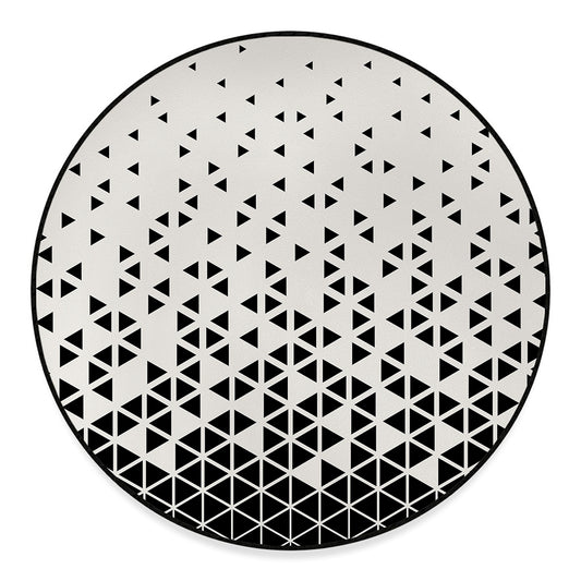 Black And White Geometric Pattern Print Round Floor Mat
