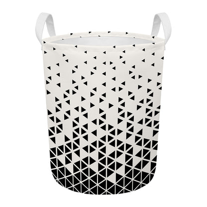 Black And White Geometric Pattern Print Round Laundry Basket