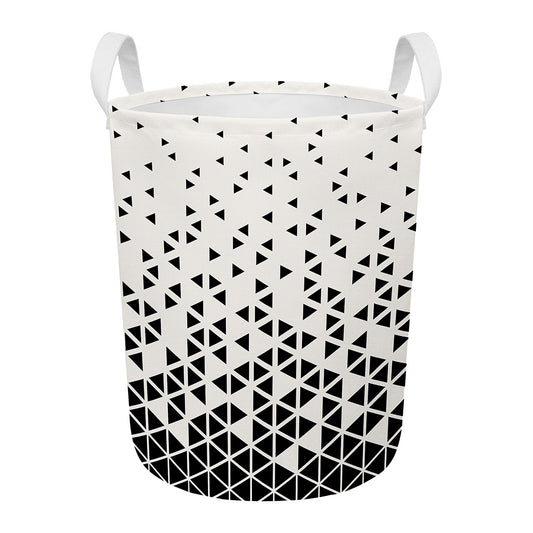 Black And White Geometric Pattern Print Round Laundry Basket