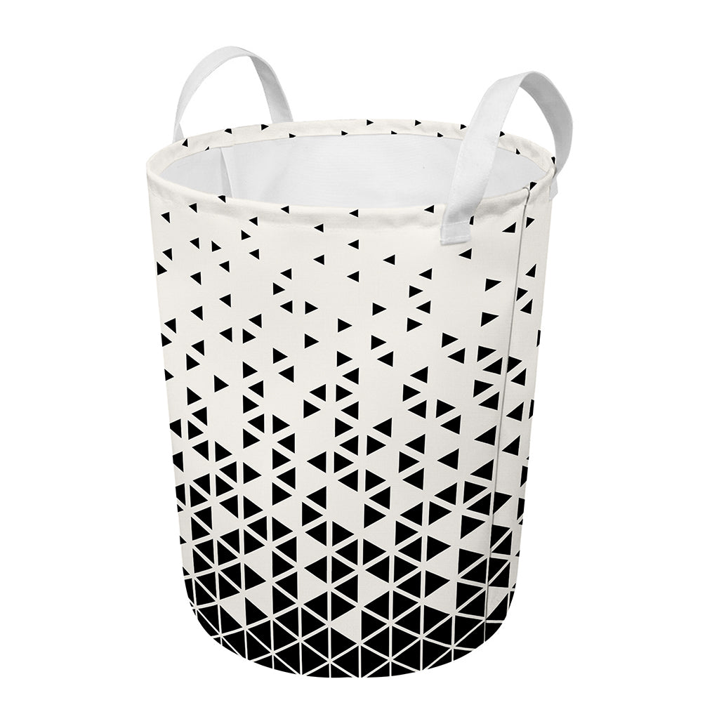 Black And White Geometric Pattern Print Round Laundry Basket