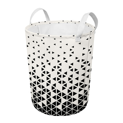Black And White Geometric Pattern Print Round Laundry Basket