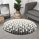 Black And White Geometric Pattern Print Round Rug