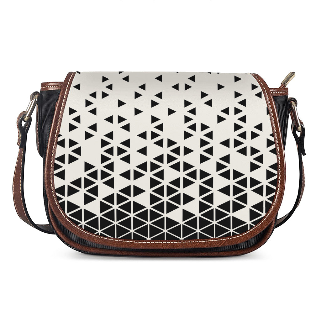 Black And White Geometric Pattern Print Saddle Bag