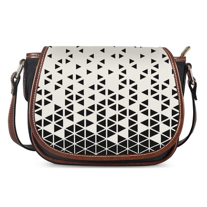 Black And White Geometric Pattern Print Saddle Bag