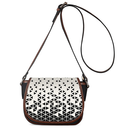 Black And White Geometric Pattern Print Saddle Bag