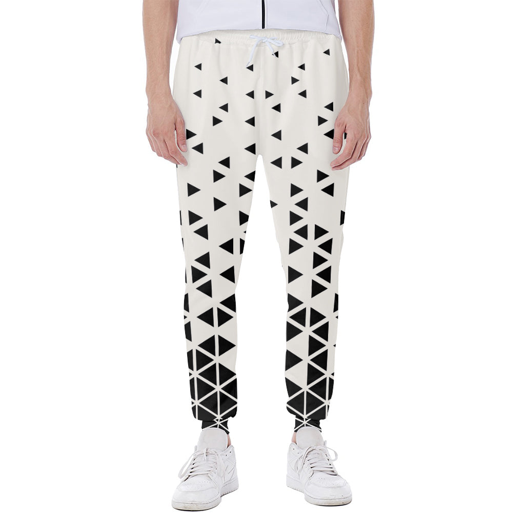 Black And White Geometric Pattern Print Scuba Joggers