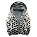 Black And White Geometric Pattern Print Sherpa Lined Zip Up Hoodie