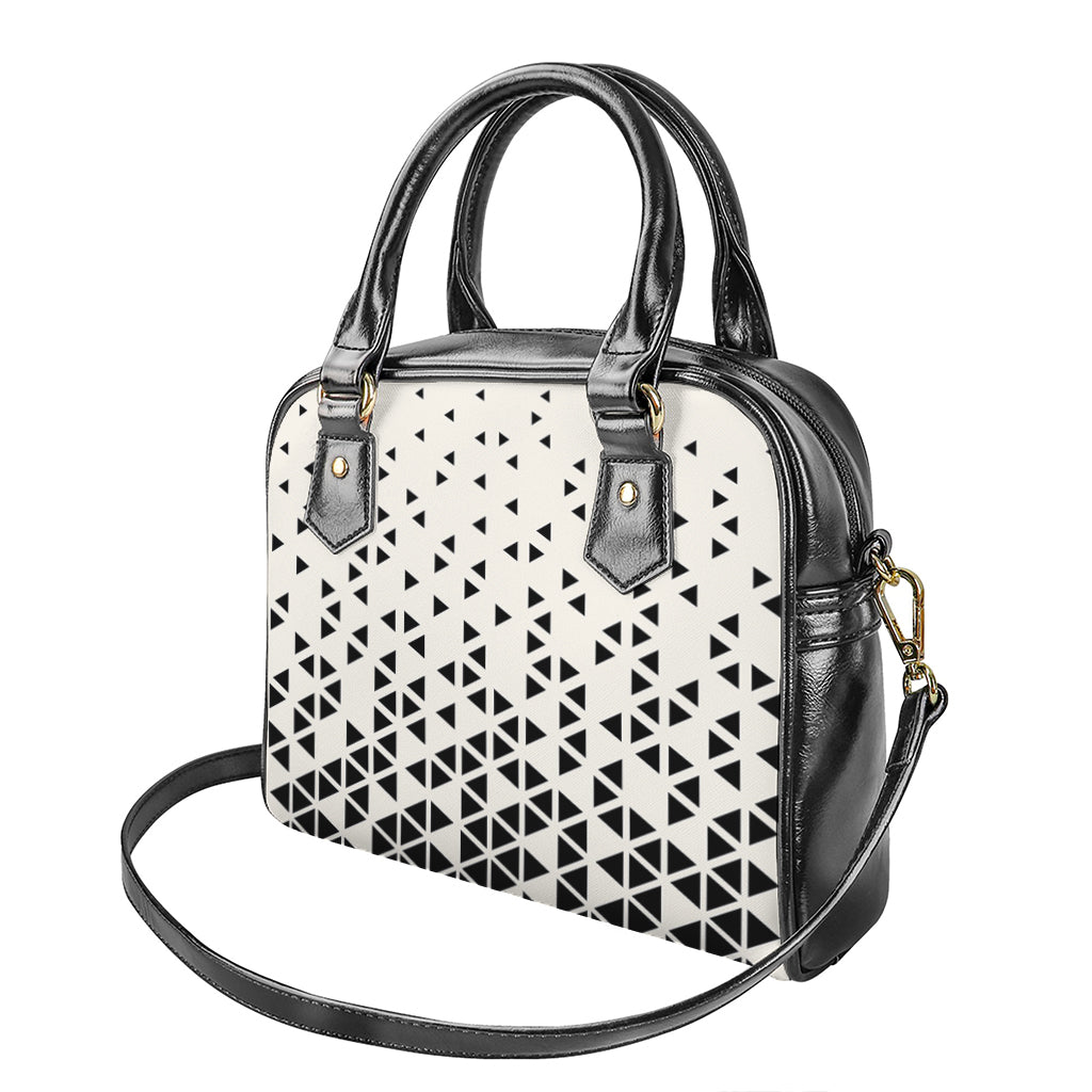 Black And White Geometric Pattern Print Shoulder Handbag