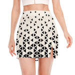 Black And White Geometric Pattern Print Side Slit Mini Skirt