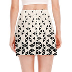 Black And White Geometric Pattern Print Side Slit Mini Skirt