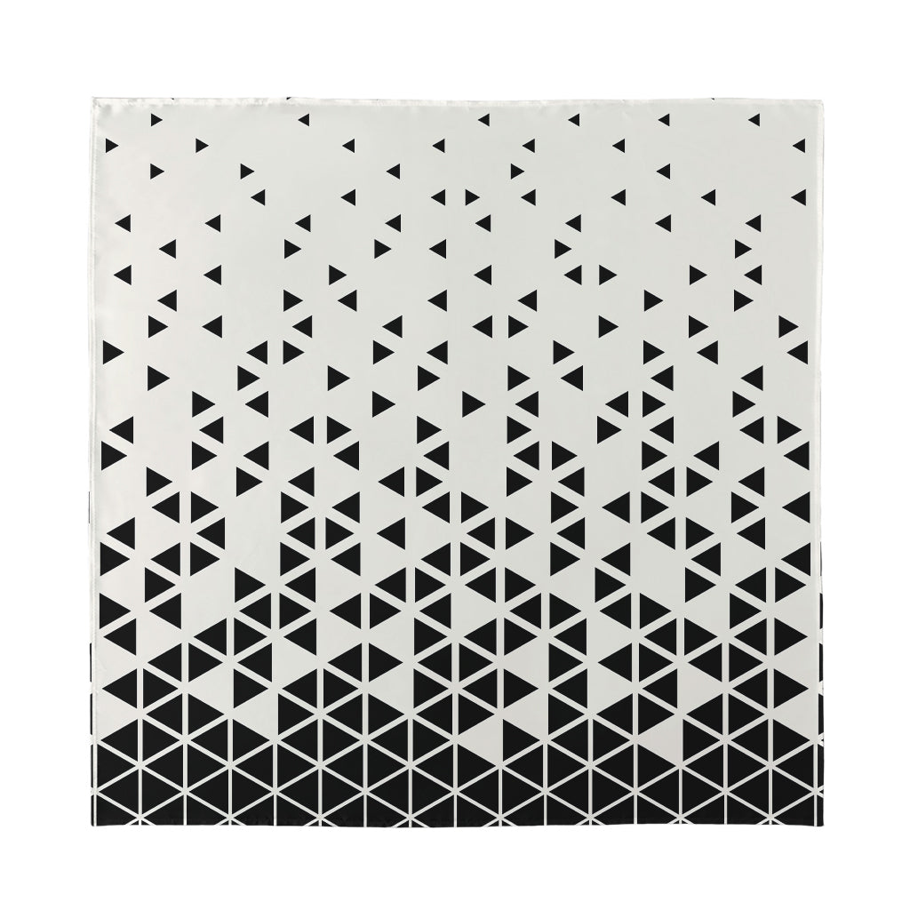 Black And White Geometric Pattern Print Silk Bandana
