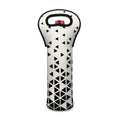 Black And White Geometric Pattern Print Single Neoprene Wine Tote
