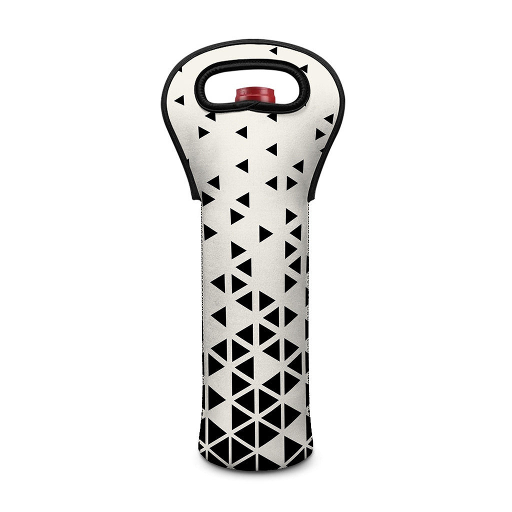 Black And White Geometric Pattern Print Single Neoprene Wine Tote