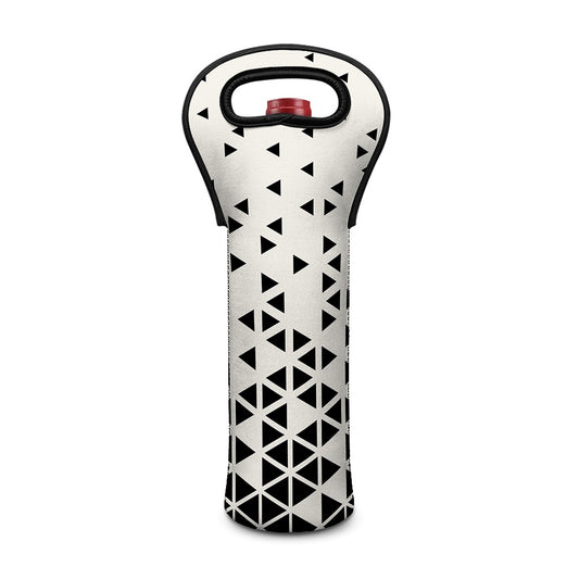 Black And White Geometric Pattern Print Single Neoprene Wine Tote