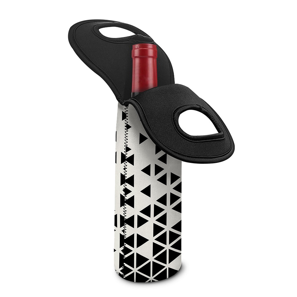 Black And White Geometric Pattern Print Single Neoprene Wine Tote
