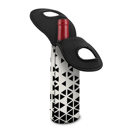 Black And White Geometric Pattern Print Single Neoprene Wine Tote