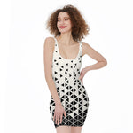 Black And White Geometric Pattern Print Sleeveless Bodycon Dress