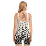 Black And White Geometric Pattern Print Sleeveless One Piece Swimsuit