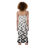 Black And White Geometric Pattern Print Slim Fit Midi Cami Dress