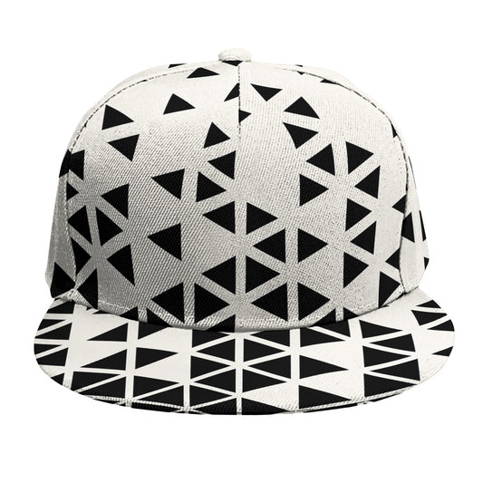 Black And White Geometric Pattern Print Snapback Cap