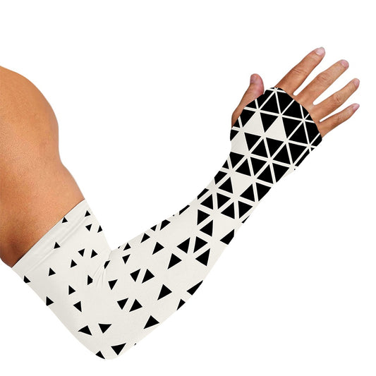 Black And White Geometric Pattern Print Sun Protection Arm Sleeves