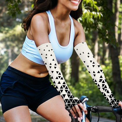 Black And White Geometric Pattern Print Sun Protection Arm Sleeves