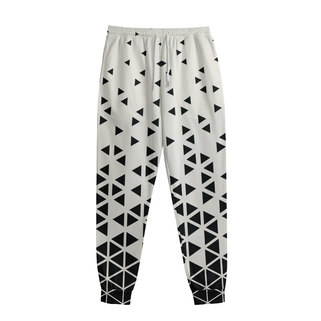 Black And White Geometric Pattern Print Sweatpants
