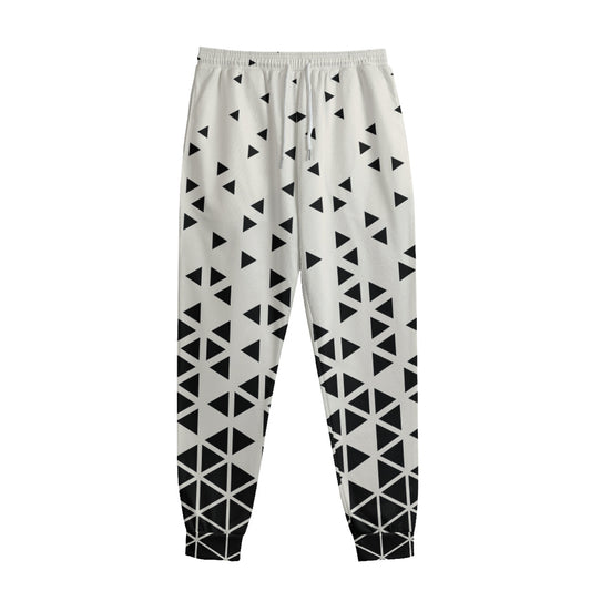 Black And White Geometric Pattern Print Sweatpants