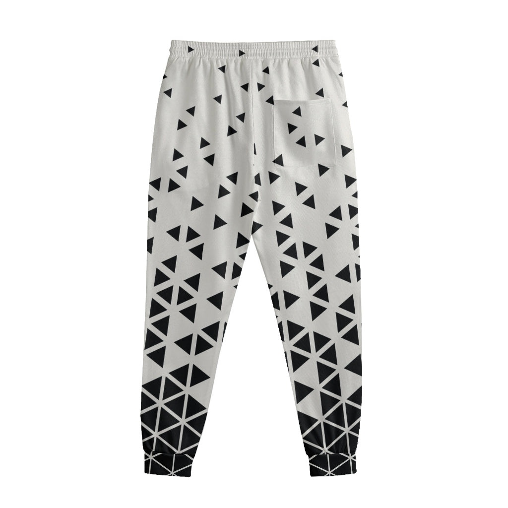 Black And White Geometric Pattern Print Sweatpants