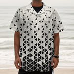 Black And White Geometric Pattern Print Textured Short Sleeve Shirt