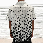 Black And White Geometric Pattern Print Textured Short Sleeve Shirt