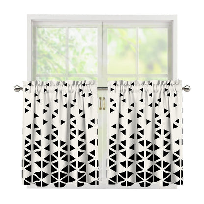 Black And White Geometric Pattern Print Tier Curtains
